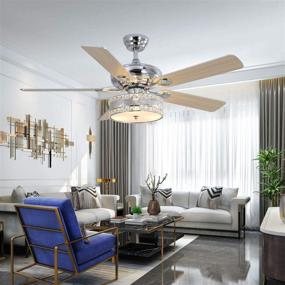 img 2 attached to 💎 LuxureFan 52-Inch Crystal Ceiling Fan with Remote Control, 3 Lights, 5 Wood Blades, LED Chandelier Fan for Home Decoration