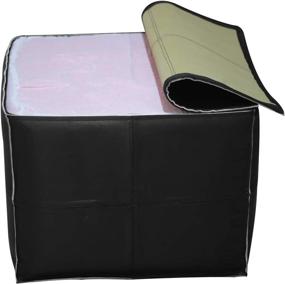 img 1 attached to Handmade Unstuffed Black Leather Square Pouf Ottoman - Authentic Moroccan Craftsmanship