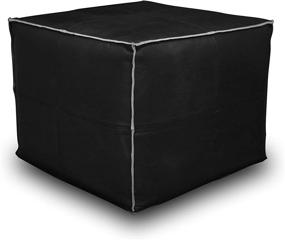 img 3 attached to Handmade Unstuffed Black Leather Square Pouf Ottoman - Authentic Moroccan Craftsmanship