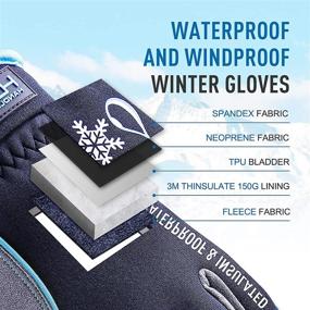 img 2 attached to 🧤 Men's Waterproof & Windproof Winter Gloves, Touchscreen Thermal Gloves for Cold Weather, Ski Snowboard Work Gloves with 3M Warm Lining - Blue (Size M)