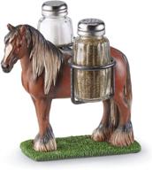 🐎 pgi traders standing horse salt and pepper holder - premium set with 2 glass shakers - unique novelty kitchen décor - 6.5” wide x 6” long логотип