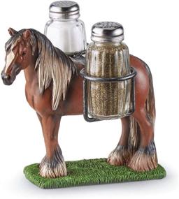 img 4 attached to 🐎 PGI Traders Standing Horse Salt and Pepper Holder - Premium Set with 2 Glass Shakers - Unique Novelty Kitchen Décor - 6.5” Wide x 6” Long