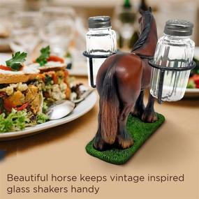 img 1 attached to 🐎 PGI Traders Standing Horse Salt and Pepper Holder - Premium Set with 2 Glass Shakers - Unique Novelty Kitchen Décor - 6.5” Wide x 6” Long