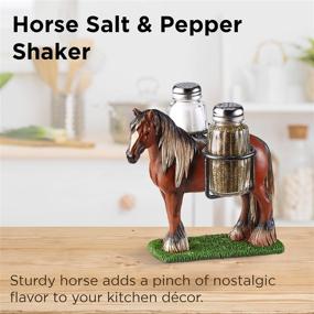 img 3 attached to 🐎 PGI Traders Standing Horse Salt and Pepper Holder - Premium Set with 2 Glass Shakers - Unique Novelty Kitchen Décor - 6.5” Wide x 6” Long