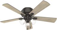 🔵 hunter crestfield 52" indoor low profile ceiling fan with led light - noble bronze finish & pull chain control logo