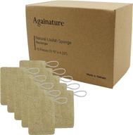 🌿 againature natural loofah sponge rectangle 10 pack: plant-based fiber cleaning scrubber - ideal for dishes, non-scratch kitchen sponges - biodegradable, eco-friendly, compostable logo