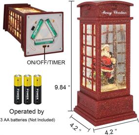 img 3 attached to 🏻 Enhanced Christmas Snow Globe Lantern - Phone Booth Style, Battery Operated with Swirling Water Glittering Effect, Ideal Festival Ornament with Timer for Tabletop Centerpiece and Home Decoration