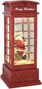img 4 attached to 🏻 Enhanced Christmas Snow Globe Lantern - Phone Booth Style, Battery Operated with Swirling Water Glittering Effect, Ideal Festival Ornament with Timer for Tabletop Centerpiece and Home Decoration
