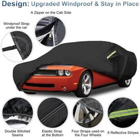 img 3 attached to Waterproof Car Cover for 2008-2020 Dodge Challenger SXT, GT, RT, R/T Scat Pack, SRT Hellcat Redeye - All Weather Outdoor Full Exterior Cover for Rain, Sun, and UV Protection