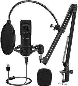 img 4 attached to 🎤 Piy Painting USB Microphone Kit – Studio Mic with 192KHZ/24Bit Sound Chipset, Scissor Arm, for PC Gaming, Streaming, Podcasting – Plug & Play Recording Microphone