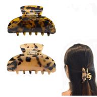 🐢 2pcs tortoise hair claw barrettes, acetate banana clips, handmade strong hold hair accessories, large leopard print celluloid french design vintage clips for women logo