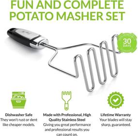 img 3 attached to Spring Chef - Essential Potato Masher Tool with Extended Handle, Effortless Stainless Steel Wire Head for Easy Cleaning, Includes Bonus Vegetable Peeler