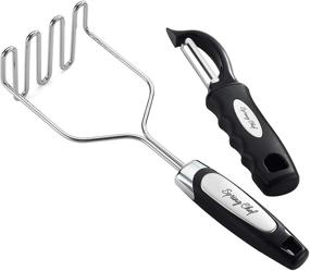 img 4 attached to Spring Chef - Essential Potato Masher Tool with Extended Handle, Effortless Stainless Steel Wire Head for Easy Cleaning, Includes Bonus Vegetable Peeler