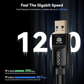 img 1 attached to 📶 QGOO USB Wifi адаптер 1200Mbps - Двухдиапазонный беспроводной сетевой usb адаптер 802.11ac с антенной высокого усиления 5dBi для настольного компьютера, Windows XP/Vista/7/8/10, Linux, Mac - USB 3.0