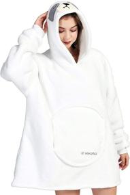 img 3 attached to Oversized Animal Wearable Hoodie Blanket for Men and Women