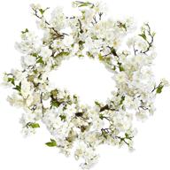 🌸 captivatingly realistic white cherry blossom wreath – 24 inch, nearly natural логотип