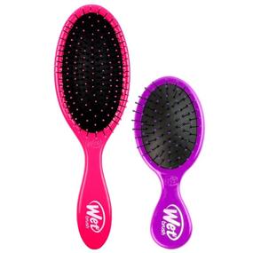 img 4 attached to Wet Brush Original and Mini Hair Brush - Pink and Purple - Ultra-soft IntelliFlex Bristles - Travel Size Brush Effortlessly Detangles All Hair Types - For Women, Men, Wet and Dry Hair