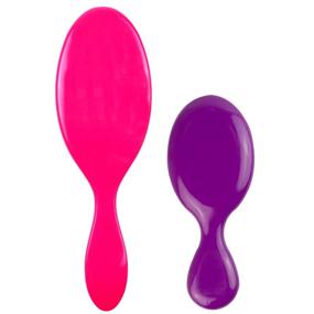 img 3 attached to Wet Brush Original and Mini Hair Brush - Pink and Purple - Ultra-soft IntelliFlex Bristles - Travel Size Brush Effortlessly Detangles All Hair Types - For Women, Men, Wet and Dry Hair