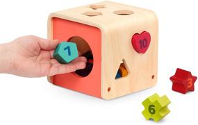 img 2 attached to 🔲 Battat Wooden Shape Sorter Cube for Toddlers: Count, Sort & Learn with 10 Colorful Shapes and Numbers – Ideal Toy for 1 Year Olds+