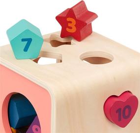 img 3 attached to 🔲 Battat Wooden Shape Sorter Cube for Toddlers: Count, Sort & Learn with 10 Colorful Shapes and Numbers – Ideal Toy for 1 Year Olds+