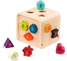 img 4 attached to 🔲 Battat Wooden Shape Sorter Cube for Toddlers: Count, Sort & Learn with 10 Colorful Shapes and Numbers – Ideal Toy for 1 Year Olds+