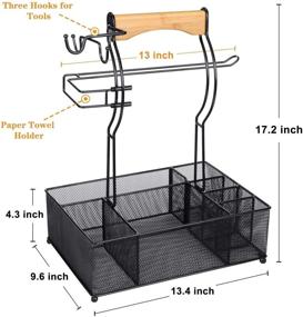 img 1 attached to 🔥 Ultimate Grill Utensil Caddy and Picnic Condiment Organizer with Hanging Hooks, Paper Towel Holder, and Mesh Basket for Camping and Outdoor BBQ - Convenient Table Storage Tools for Paper Plate, Cutlery