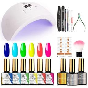 img 4 attached to 💅 RSTYLE Gel Nail Polish Kit: Complete Set with 54W Nail Lamp, 6 Popular Colors, French Manicure Tools – Perfect for Home Nail Salon (Sweet Neon)