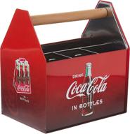 🥤 coca cola galvanized tin utensil caddy with handle, red - the tin box company logo