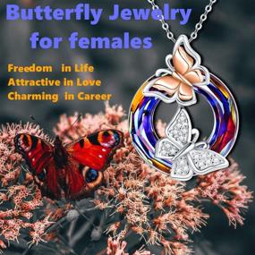 img 2 attached to 🦋 Sterling Silver Butterfly Pendant Necklace with Crystal - Exquisite Butterfly Jewelry Gift for Her