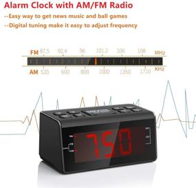 img 2 attached to ⏰ Цифровой радиобудильник Jingsense: Большой дисплей, таймер сна, AM/FM радио, диммер и батарейная поддержка - идеальные настольные часы с простым пробуждением для спален, столов, рабочего стола - подключаются к розетке.