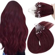 π· easyouth wine red micro ring hair extensions 14 inch - 50g per package - 100% human hair - remy silky straight logo