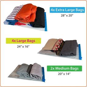 img 2 attached to 👜 Top 10 Space Saving Travel Bags (4 X-Large, 4 Large, 2 Medium) Reduce Suitcase & Luggage Weight. Roll-Up Compression, No Vacuum Pump Needed. Keep Clean and Dirty Clothes Separated.