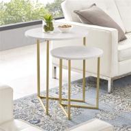 modern round metal base nesting set accent tables - marble/gold, small end table set (2) - living room storage solution by walker edison логотип