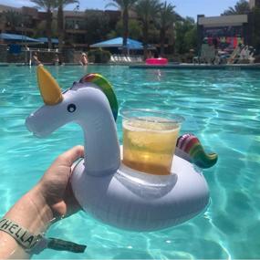 img 2 attached to Fun and Quirky IShyan Inflatable Flamingo Coasters for Pool Party Drinks