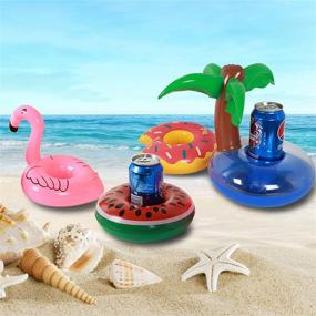 img 1 attached to Fun and Quirky IShyan Inflatable Flamingo Coasters for Pool Party Drinks