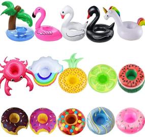 img 4 attached to Fun and Quirky IShyan Inflatable Flamingo Coasters for Pool Party Drinks