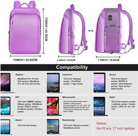 img 3 attached to ZINZ Slim and Expandable 15 15.6 🎒 16 Inch Laptop Backpack: Anti-Theft, USB Port, Multipurpose, Purple