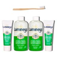 🌿 lumineux oral essentials clean & fresh breath kit - 2x 16oz mouthwash, 2x 3.5oz toothpaste, bamboo toothbrush, certified non-toxic, fresh breath in 14 days, fluoride & alcohol-free logo