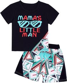 img 4 attached to 👶 Adorable Baby Boy Clothes: Letter Print Outfits - Short Sleeve + Short Pants 2PCS Sets