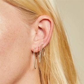 img 2 attached to Stylish and Lightweight FINEFEY Large Open Hoop Earrings 👛 for Women and Girls - Hypoallergenic Hoops in Trendy Design