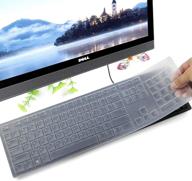 🔒 dell km636 wireless keyboard protector skin & dell kb216 wired keyboard protector skin for dell optiplex 5250 3050 3240 5460 7450 7050 & dell inspiron aio 3475/3670/3477 all-in-one desktop keyboard - clear logo