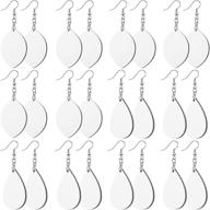 🔥 sublimation earring blanks with heat transfer wire hooks - 24 pieces | unfinished wood teardrop earring pendant set for diy jewelry making and crafts logo