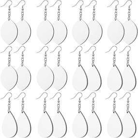 img 4 attached to 🔥 Sublimation Earring Blanks with Heat Transfer Wire Hooks - 24 Pieces | Unfinished Wood Teardrop Earring Pendant Set for DIY Jewelry Making and Crafts