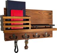 🔑 decorlux rustic wooden key holder and mail sorter for wall – wall mounted organizer with 4 key hooks and decorative appeal логотип