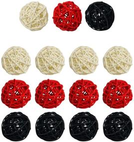 img 1 attached to 🔮 Set of 15 Wicker Rattan Balls Decorative Orbs Vase Fillers - Crafts, Parties, Weddings, Baby Showers, Aromatherapy Accessories - 2 Inch Size (White, Red, Black)