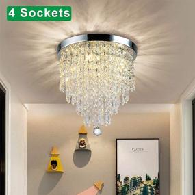 img 3 attached to Depuley Mini Crystal Chandelier: Modern 4-Light Pendant Flush Mount Ceiling Light for Elegant Bedroom, Hallway, Kitchen, Living Room, Bar