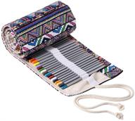 🎨 btsky 108-slot canvas pencil roll wrap – adult coloring pencil organizer for colored pencils (bohemian design) – pencils not included logo