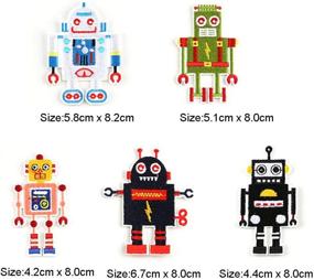 img 1 attached to 🤖 Iron On Patches: Assorted 9pcs/Lot Unique Embroidered Motif Applique in Small Size Robot Figure Shape - Cool Decoration for DIY Caps, Handbags, T-Shirts, Jeans, Jackets, and Clothing. Easy Iron/Sew On.