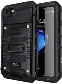 img 4 attached to 📱 seacosmo iPhone SE 2020/7/8 Waterproof Case - Full Body Protective Shell, Built-in Screen Protector, Military Grade Rugged Cover (Black)