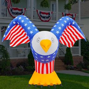 img 4 attached to 🦅 6ft Tall Patriotic Independence Day 4th of July Inflatable Eagle with LED Lights - Indoor/Outdoor Holiday Art Decorations